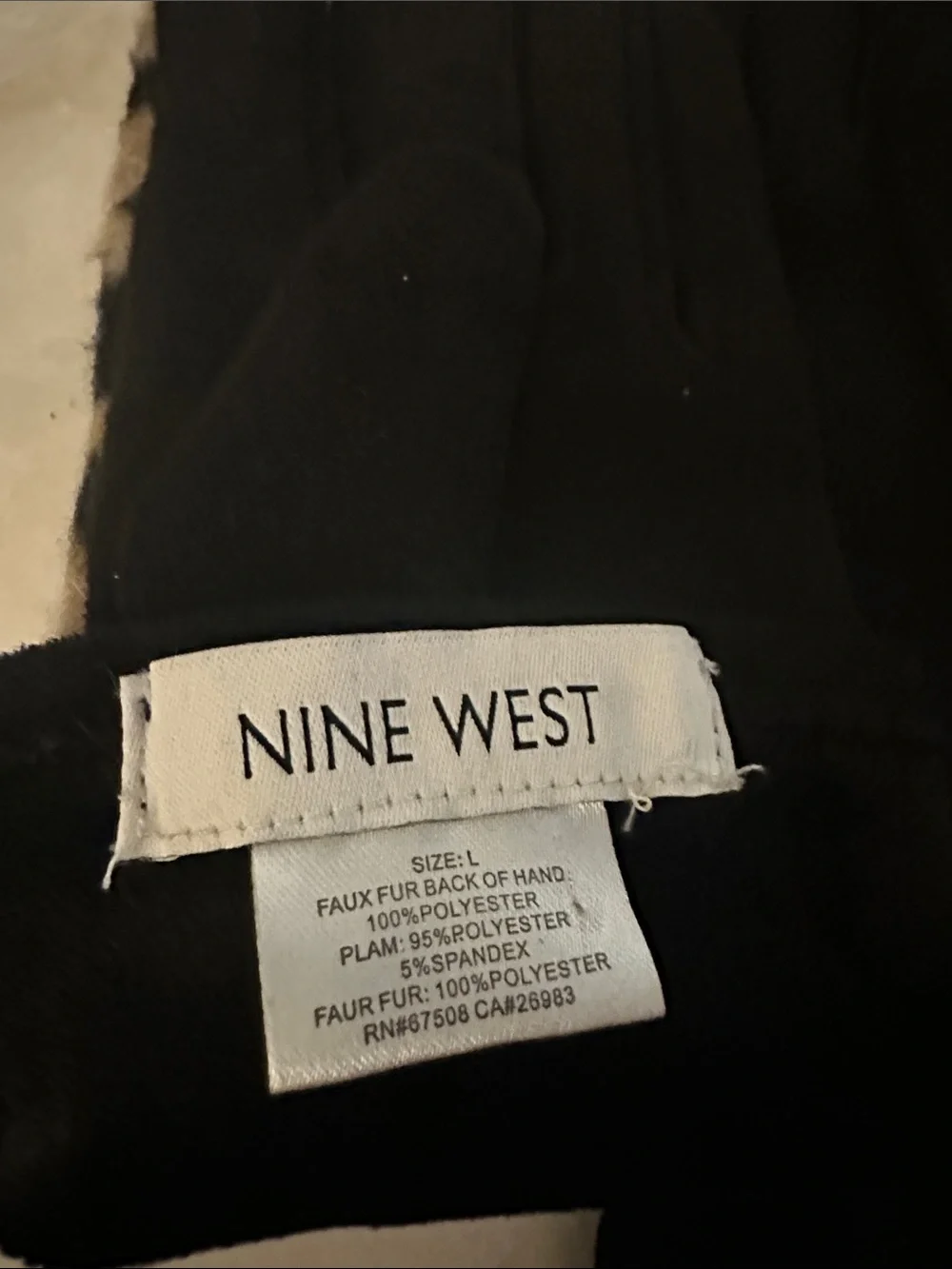 Nine West Black Faux Fur Gloves